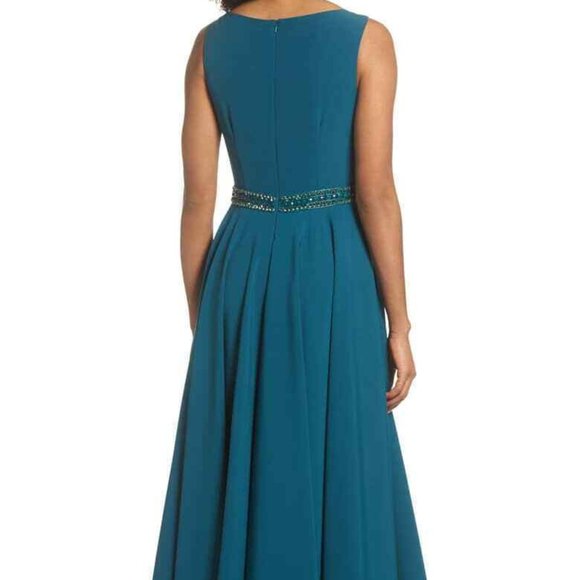 MAC DUGGAL BEADED WAIST TEAL BALL-GOWN sz 20 - Picture 2 of 10